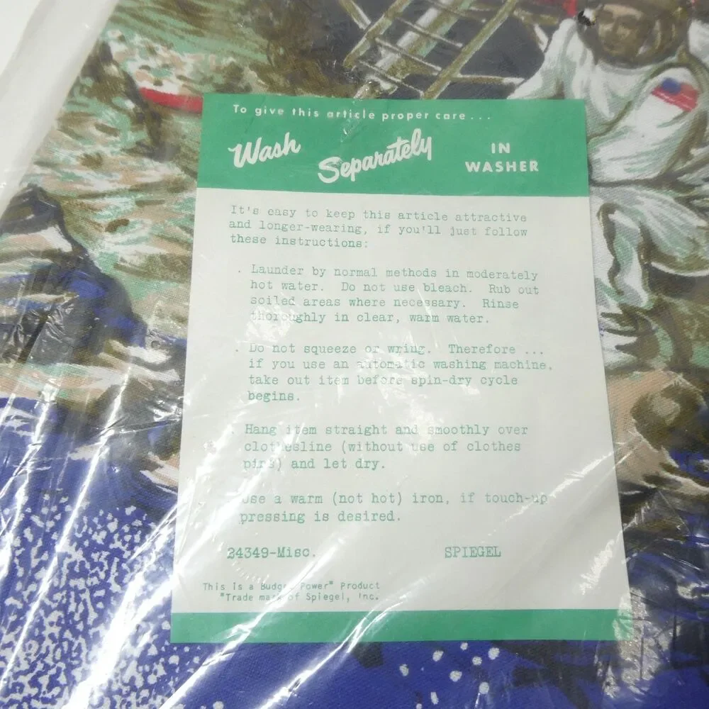 Space Race Moon Landing Sheets Spiegel Cotton Bunk & Sham Vintage NOS 1960s